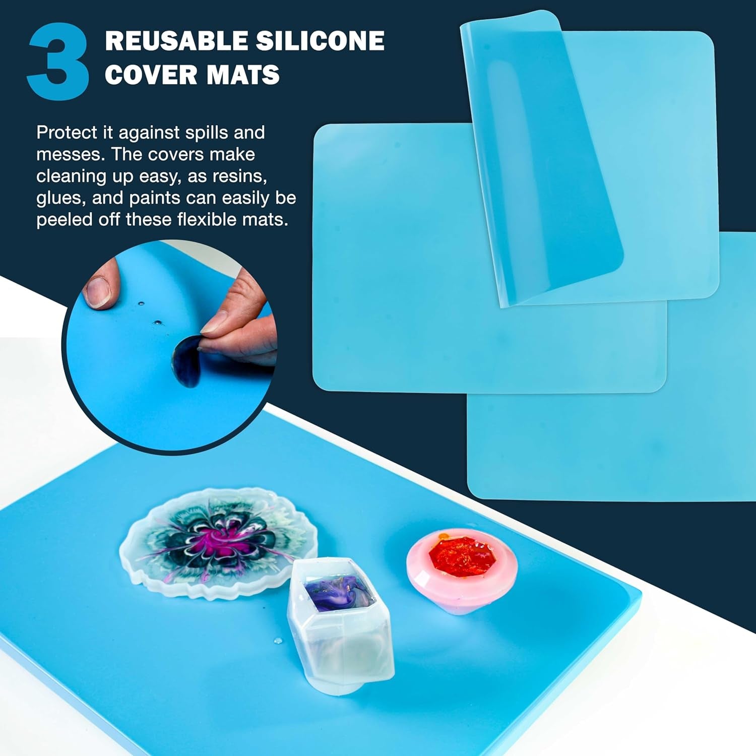 Leveling Board for Epoxy Resin, 16" X 12", 3 Silicone Cover Mats - Adjustable Precision Leveling Table for Self-Leveling Resin, Acrylic Pouring Paint, Molds, Arts, Crafts Projects Tool