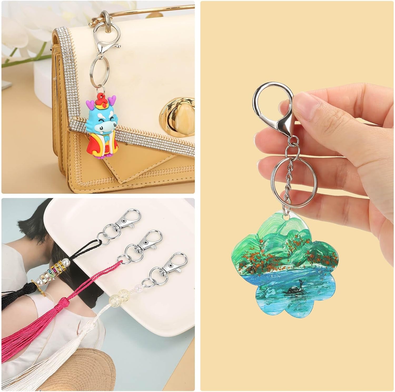 300PCS Keychain Making Kit, Keychain Craft Supplies Including Key Chain Clips, Lanyard Snap Hooks, Key Rings and Jump Rings for Key Chain Making, Purse Making, Lanyard Making