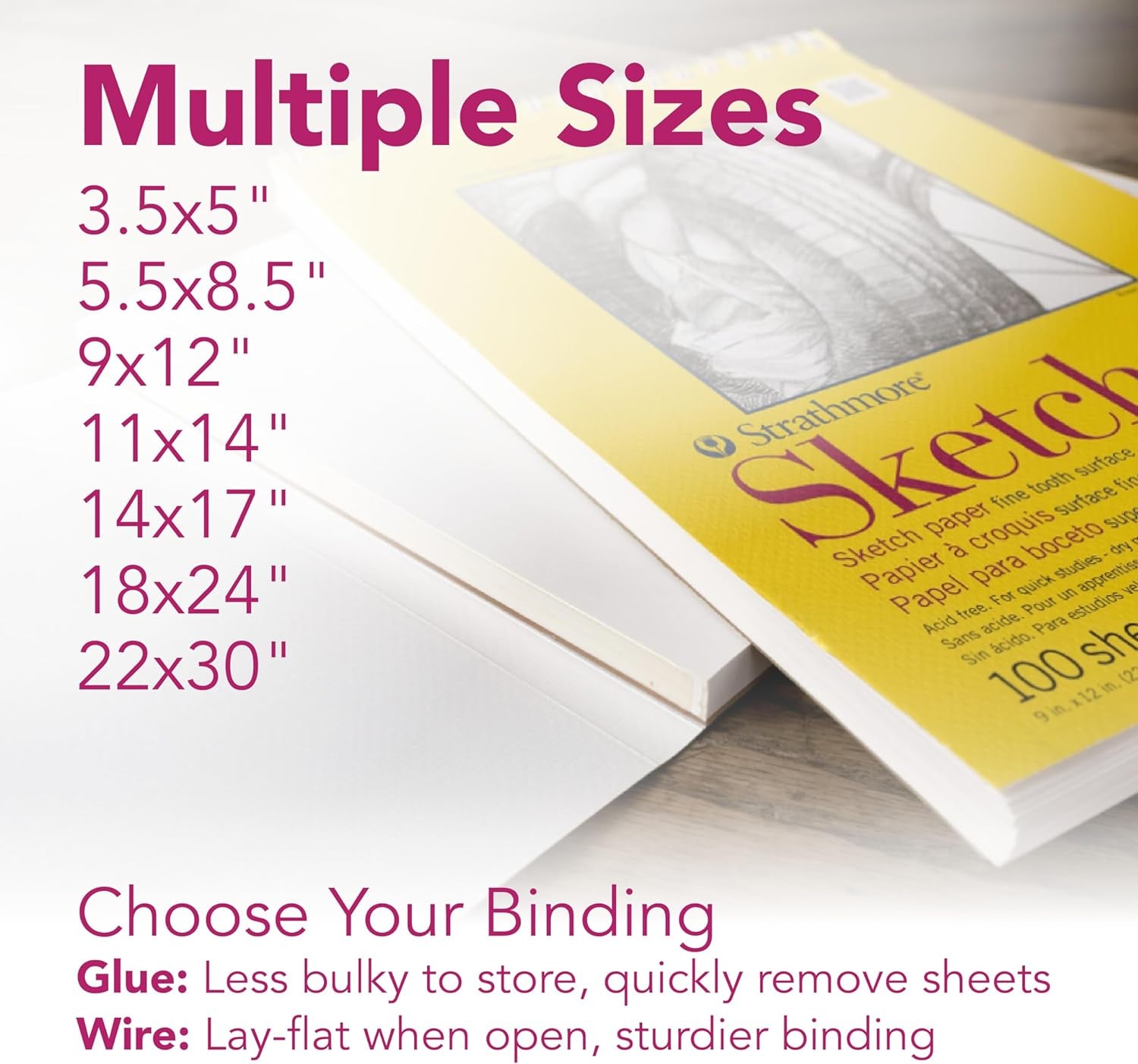 300 Series Sketch, 9X12, White 100 Sheets