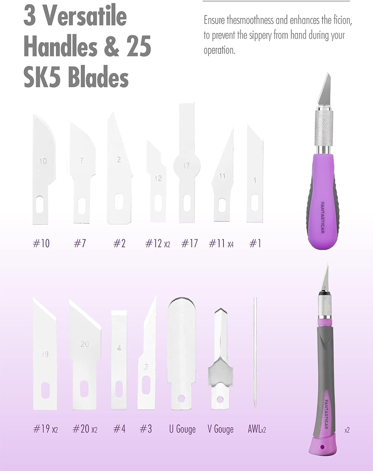 Craft Knife Precision Cutter Hobby Knife Blades Set (30Pcs) for Art Work, Scrapbooking, Stencil, Architecture Modeling, Wood Leather Working (Purple)