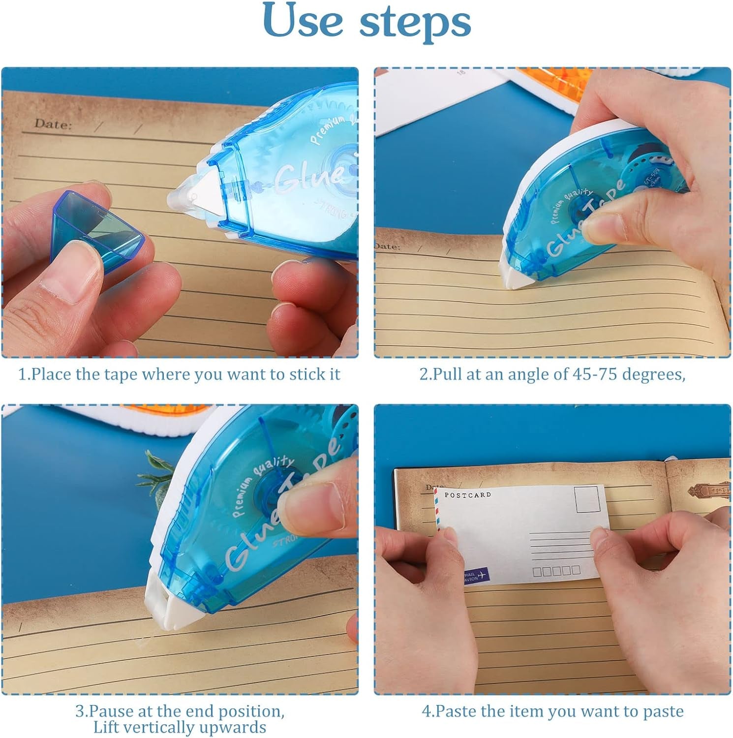 6 Pcs Double Sided Scrapbooking Tape Roller, Double Sided Adhesive Tape Glue Tape Roller Tape Runner for Crafts Scrapbooking Supplies Gift Wrapping (0.32Inch×26Ft; 0.24Inch×20Ft)