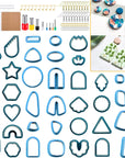 Polymer Clay Cutters for Earring Making - 160Pcs Clay Tools Set with Earrings Accessories, 42+8Pcs Different Shape Plastic Clay Molds Clay Cutters for Polymer Clay Jewelry (Style B-Blue)
