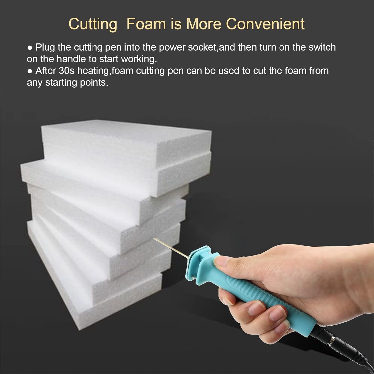 Foam Cutter Electric Hot Wire Cutter Pen 10CM Foam Board Cutter with Stand 18W Hot Knife Styrofoam Cutting Pen with Apaptor Foam Cutting Tool for White Sofe Styrofoam Foam Cutting,Arts,Handcraft