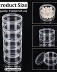 15G/15ML Stackable round Plastic Containers 5 Column(5 Layer/Column) Bead Storage Jars for Seed Beads, Nail Art Glitters, Diamond Drills