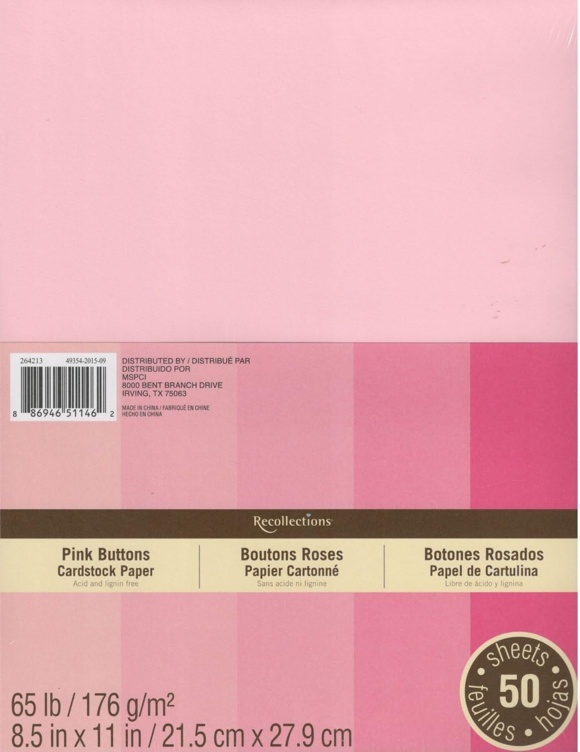 Cardstock Paper, 8 1/2 X 11 Pink Buttons - 50 Sheets (Value 2-Pack)