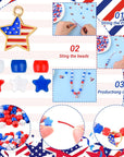 4Th of July Jewelry Craft Kits DIY Bead Necklace Crafts USA Letter Beads Red White Blue Beads for Patriotic Day Jewelry Making Kits Independence Day Decorations