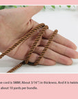 U Pick 10Yds 5Mm 3 Braided Cord Decorative Twisted Satin Polyester Twine Cord Rope String Thread Shiny Cord Choker Thread (15:Coffee)