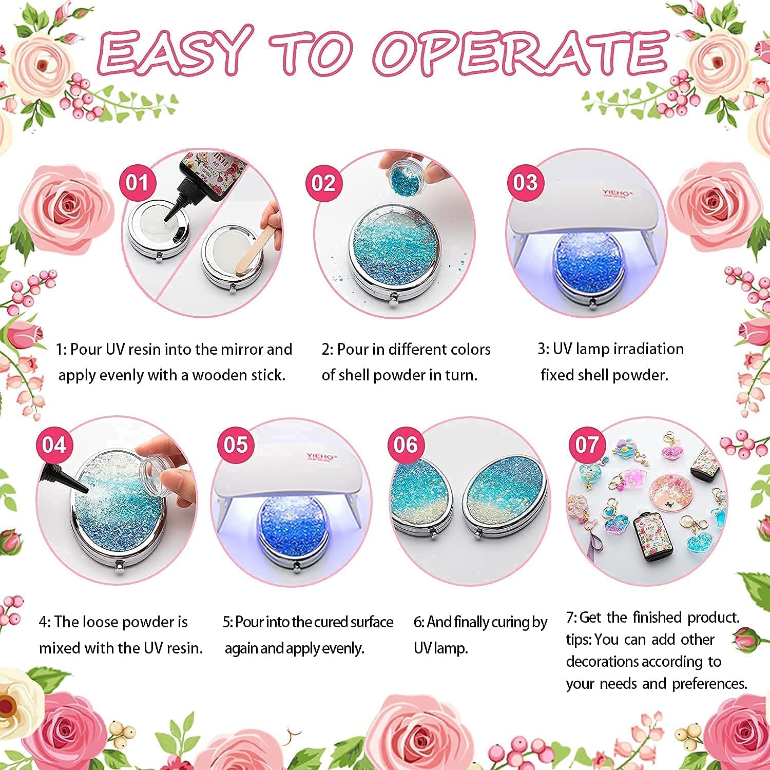 300G UV Resin Kit with Light-Upgraded Crystal Clear Hard UV Curing Premixed Epoxy Resin Starter Supplies for Art Craft Beginner Jewelry Making with Lamp