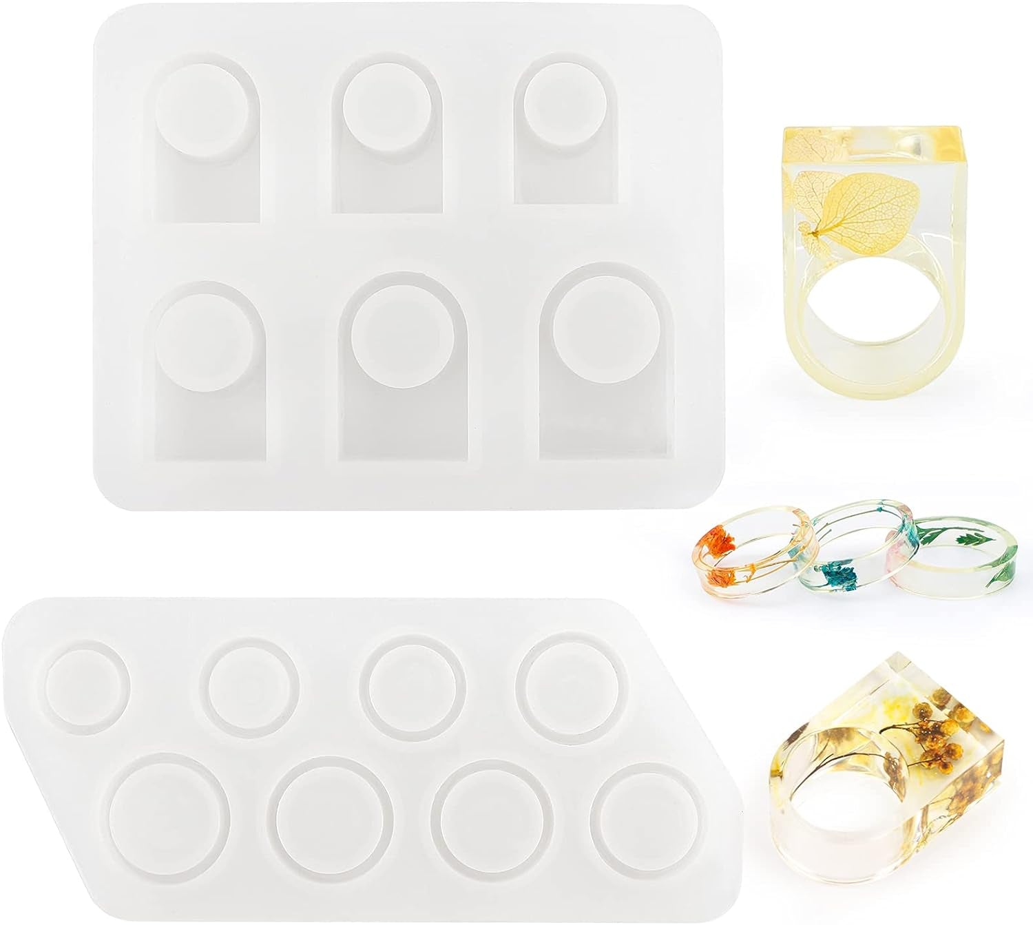 Resin Ring Silicone Mold, 2PCS Resin Casting Mold for Epoxy, Jewelry Mold for DIY Craft Projects, Rings, Necklaces, Earrings, Pendants, Keychains, Multiple Sizes
