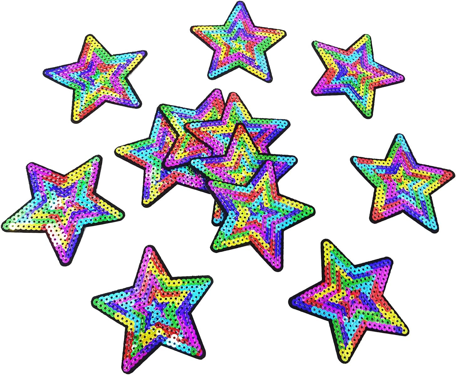 12PCS Sequins Star Patche Appliques for Embroidery (Coloful)