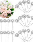 36 Pack Bouquet Pins Flower Pin round Diamond Crystal Floral Pins Rhinestone Wedding Corsages Pins Diamond Head Straight Pin for Wedding Bridal Jewelry Decoration (Glitter Style)