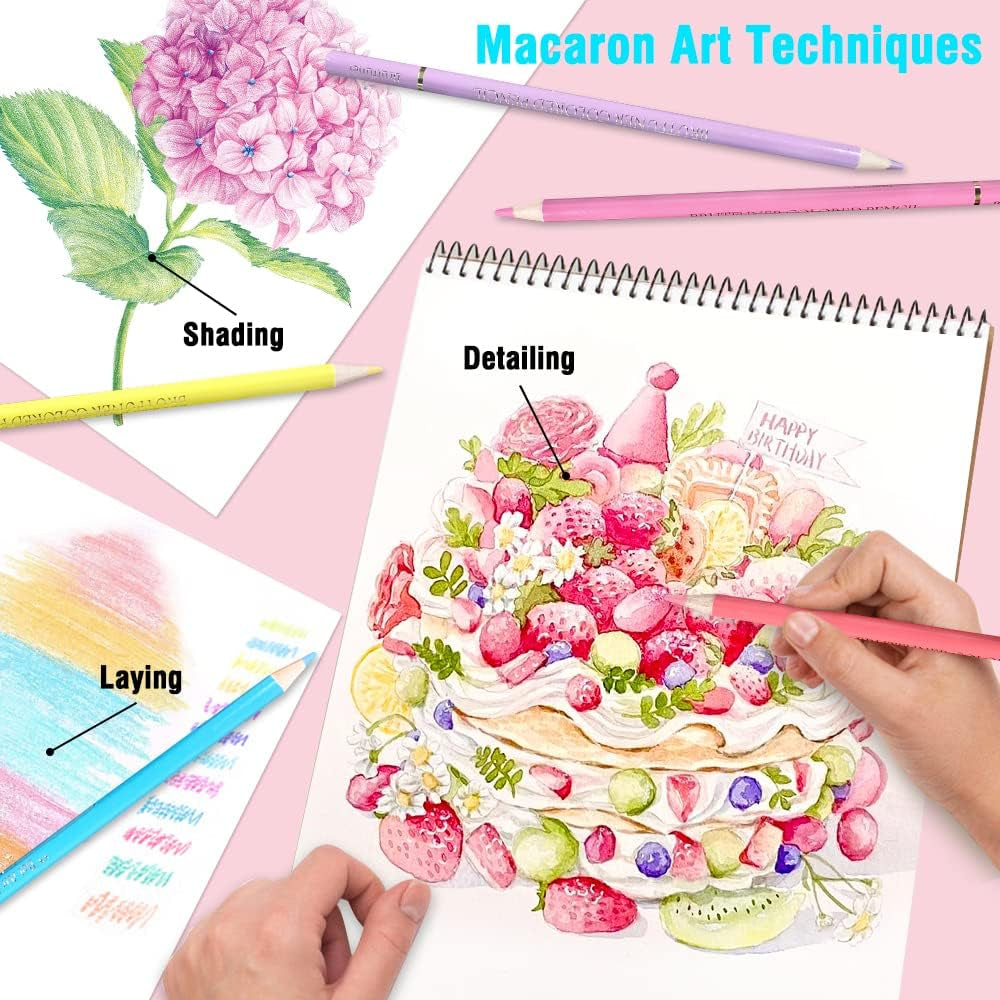 72 Macaron Pastel Colored Pencils Set Soft Core Macaron Colors for Adults Coloring Books Kids Beginners Blending Shading Sketching