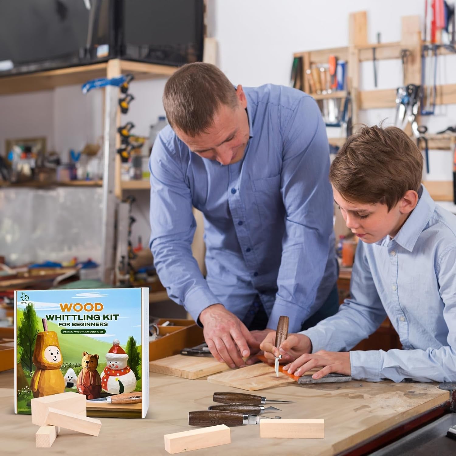 Wood Whittling Kit for Beginners-Complete Whittling Set with 4Pcs Wood Carving Knives &amp; 8Pcs Basswood Wood Blocks-Perfect Wood Carving Kit Set-Includes Wood Carving Tools for Adults and Kids