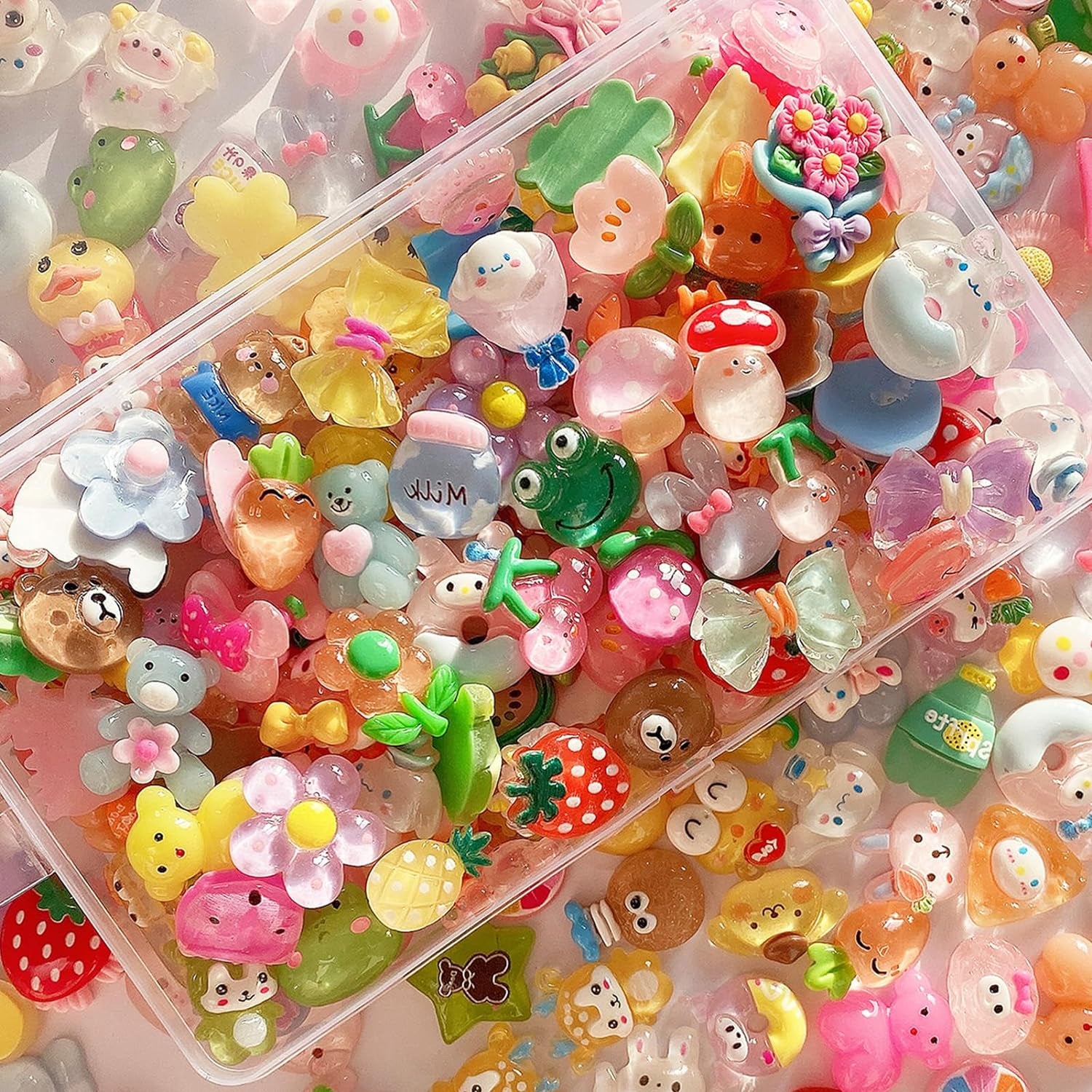 60Pcs Slime Charms Cute Set, Bulk Mixed Resin Charms Set Ornament Scrapbooking