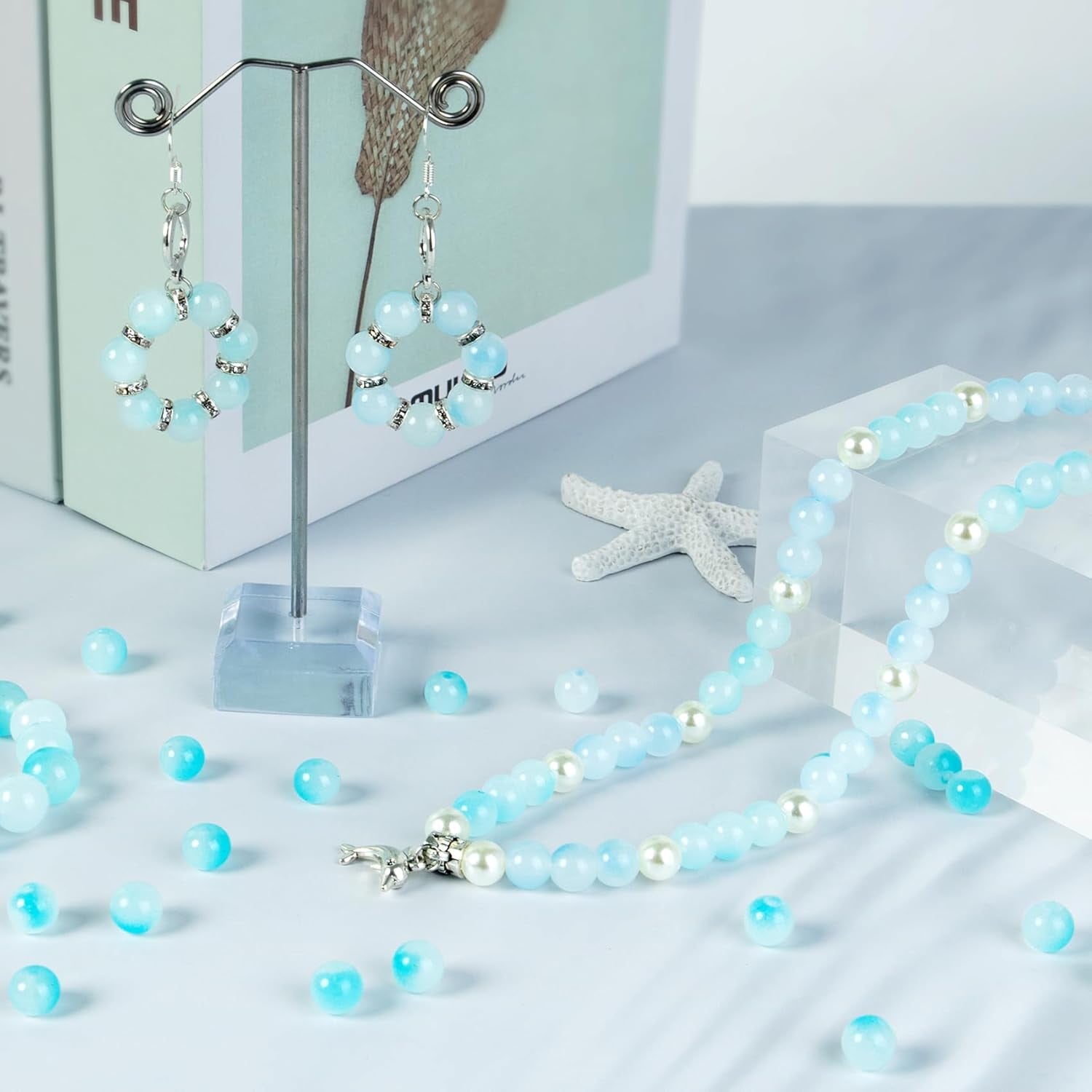 700Pcs Glass Beads for Jewelry Making, 24 Color 8Mm Glass Crystal Beads Friendship Bracelets Making Kit for DIY Earrings Necklaces Rings