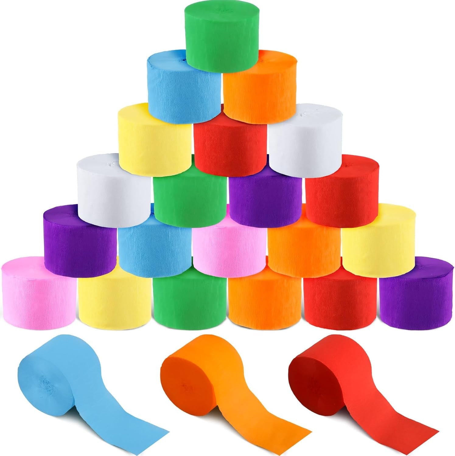 48 Rolls Crepe Paper Streamers Rainbow Streamers Party Decoration 8 Colors Party Streamers for Birthday Party Wedding Ceremony Baby Shower DIY Crafts