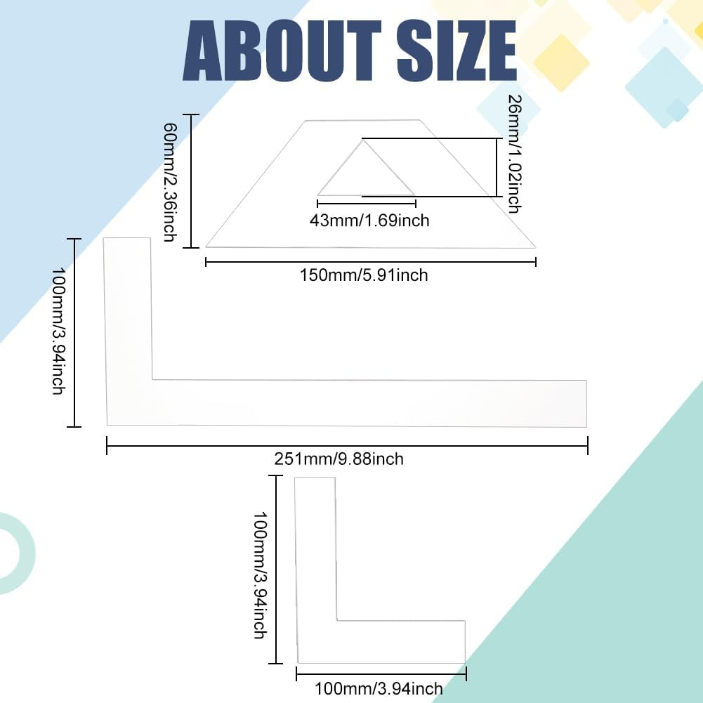 17 PCS Acrylic Bookbinding Spacer Tools, Clear Handmade Tools, Ladder & L/T Shape & Straight Edge for Making Books with Spine, Double Cover Structure, Album Cover