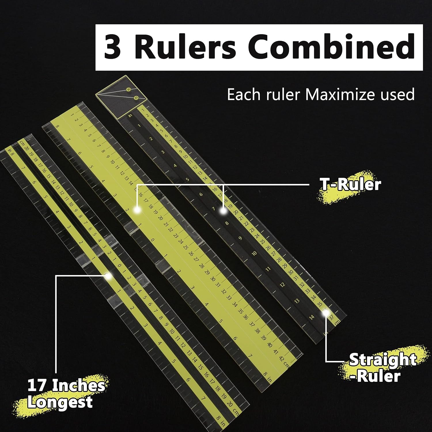 T-Shirt Alignment Ruler Guide Tool to Center Designs Acrylic Transparent Movable T Ruler Set for Heat Press Adult Kids Children Little Boys Tee Clothing Measurement Tool