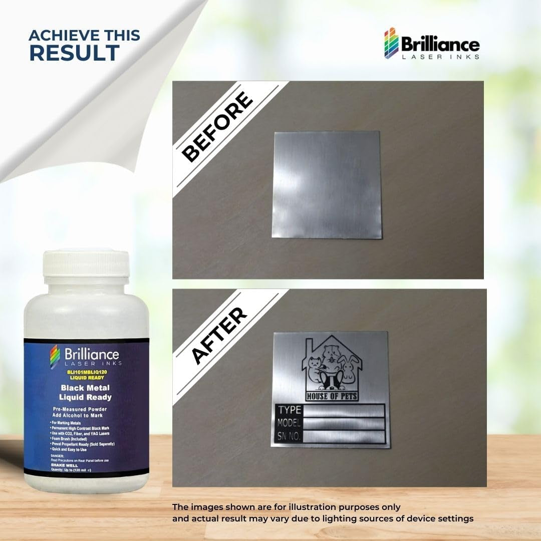 Liquid Ready Laser Marking Powder-"" -BLI101MBLIQ120- Black Laser Ink for Metals Marking with Co2/Fiber/Yag (120 Ml, Black)