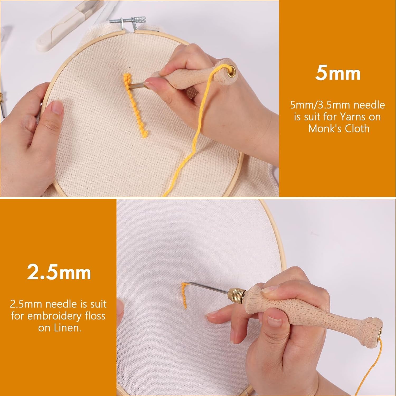 Punch Needle, Wooden Punch Needle Tool, Adjustable Embroidery Punch Needle Tool for Punch Needle, DIY Craft Stitching