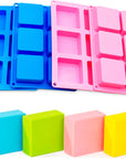4 Pack Silicone Soap Molds,Rectangle Soap Mold,6 Cavities Silicone Molds for Craft Soap Making,Cake Chocolate Mold,With 100Pcs 3.5X5 Inches Bags