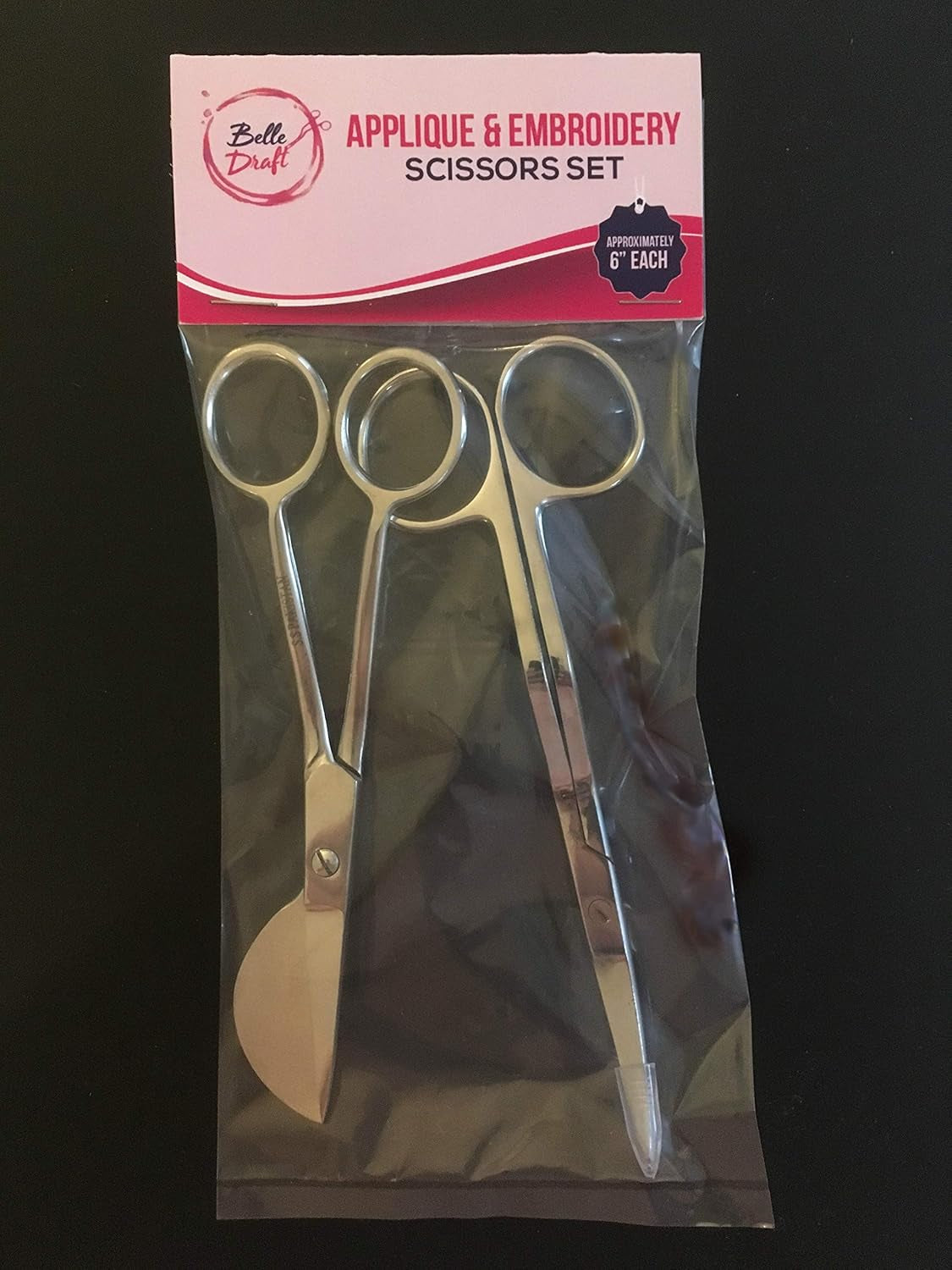 6 Inch Stainless Steel Applique Duckbill Scissors Blade with Offset Handle &amp; 6 Inch Machine Embroidery Double Curved Scissors Bundle