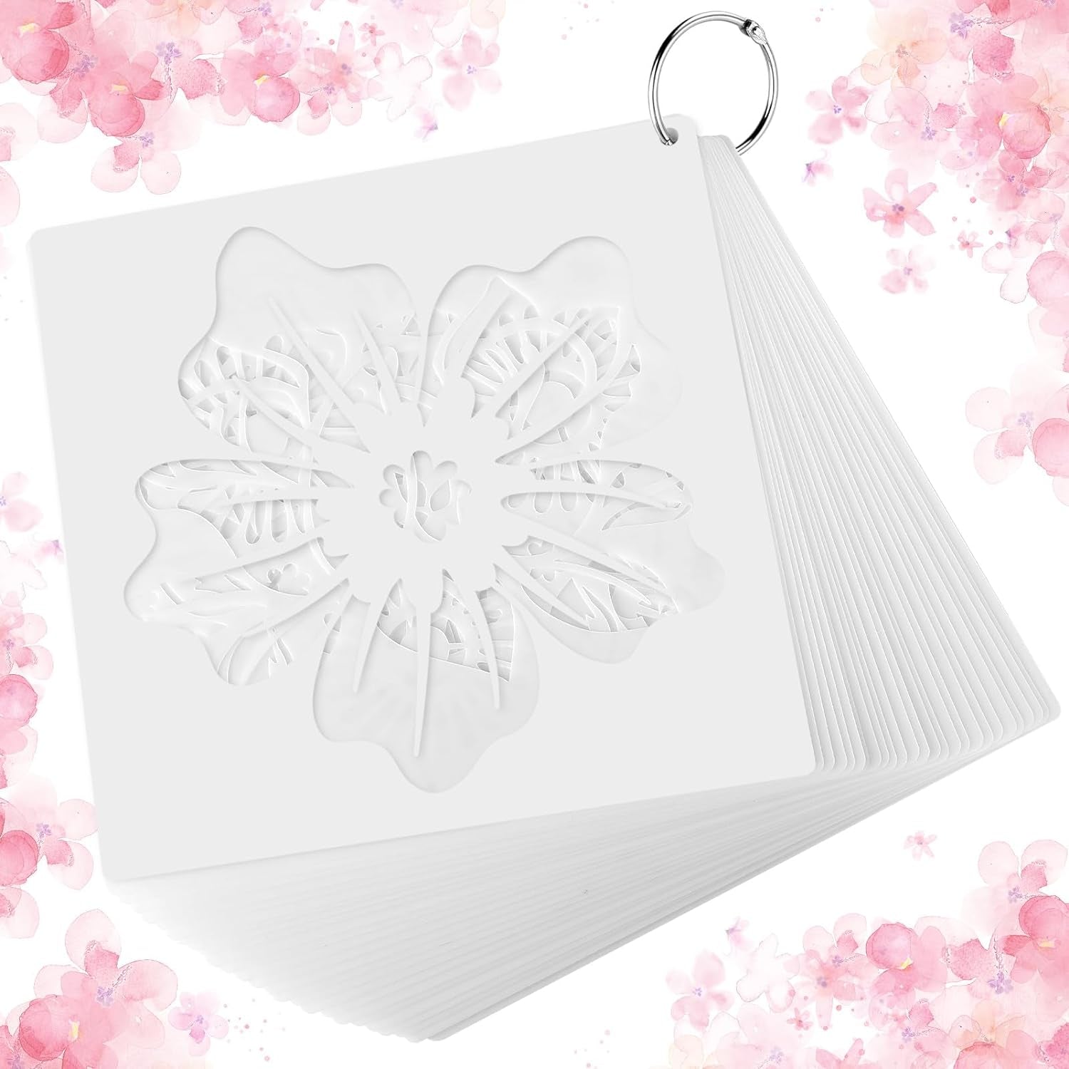 60 Pcs 6X6 Inch Flower Stencils for Painting on Wood Reusable Floral Stencils Bird Wall Stencil Butterfly Leaf Drawing Template DIY Craft Summer Stencils for Painting on Wood Wall Canvas