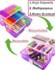 15000+ Rubber Loom Bands, Mega Rubber Bands Bracelet Kit,Loom Bracelet Making Kit with 3 Layer Container,30 Colors,380 Beads,30 Charms,Clips, Hooks Tools for DIY Art Craft
