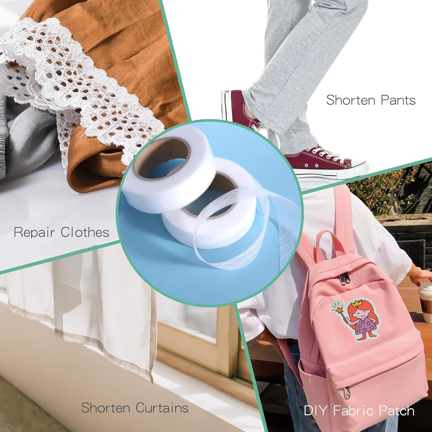 Fabric Fusing Tape - Iron on Hemming Tape, Double Sided Fusing Hem Tape Durable Adhesive for Skirts Jeans Clothes Pants Collars Curtains - White, 1 Inch Wide 72 Yard Long Total