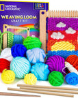 NATIONAL GEOGRAPHIC Wooden Arts and Crafts Loom Weaving Kit - Yarn and 3 Fun Designs for Easy Weaving, Child Weaving Set with Loom