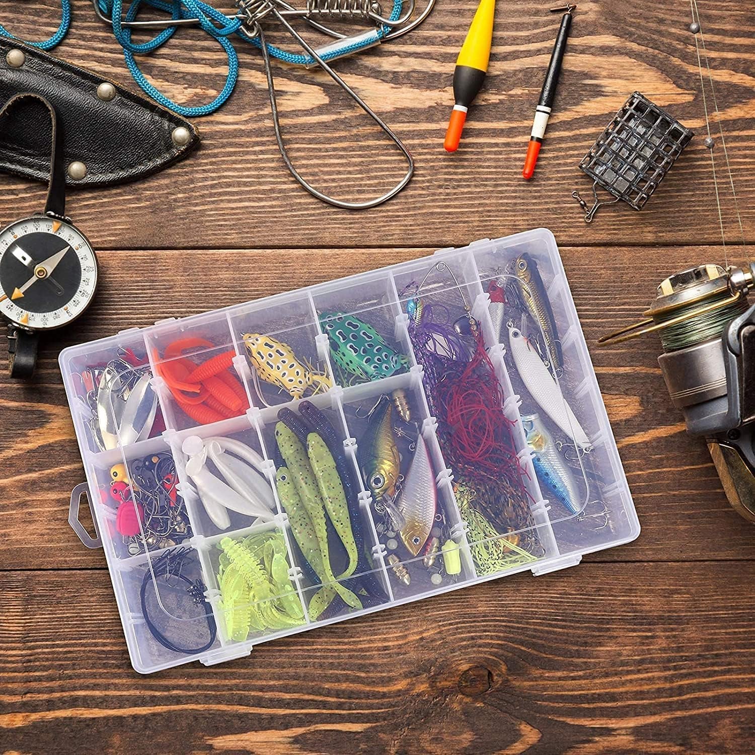 3 Pack 36 Grids Plastic Organizer Box Craft Storage with Adjustable Dividers, Bead Organizer Container Clear Storage Box for Fishing Tackles Crafts Jewelry Thread with 400Pcs Label Stickers