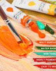 Acrylic Paint Set with 3 Paint Brushes, 24×12Ml Colors Premium Paint Set with 1 Palette 1 Canvas Boards, Art Painting Kits for Adults, Paint Supplies for Canvas Rock Painting Craft Art Class