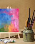 6 Packs 8" X 10" Canvas and Easel Set, Art Easel Stand with Canvas Set Tabletop Wooden Display Stand and Canvas Panels for Artist, Students, Adults, Kids Painting