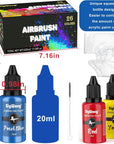 Airbrush Paint Set - 26 Colors Airbrush Paint, Ready to Spray, Water Based Acrylic Airbrush Paint Kit for Metal, Plastic Models, Leather - 0.7Fl Oz