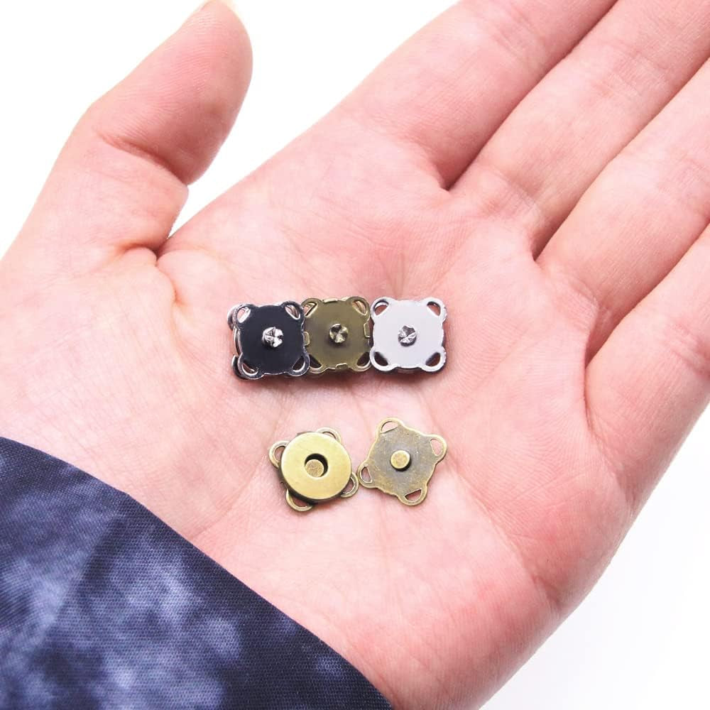 30 Sets Magnetic Snaps Button for Purse Handbag Wallet Overcoat Bag Mixed 3 Colors Fasteners Snap Buttons