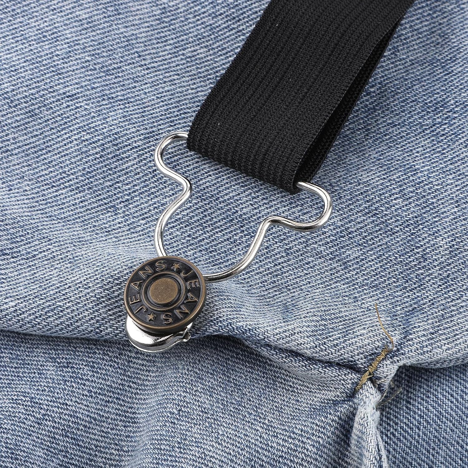 2 Pairs Metal Overall Buckles Suspender Buckle with Rectangle Adjustable Overall Bib Clips Replacement No-Sew Button