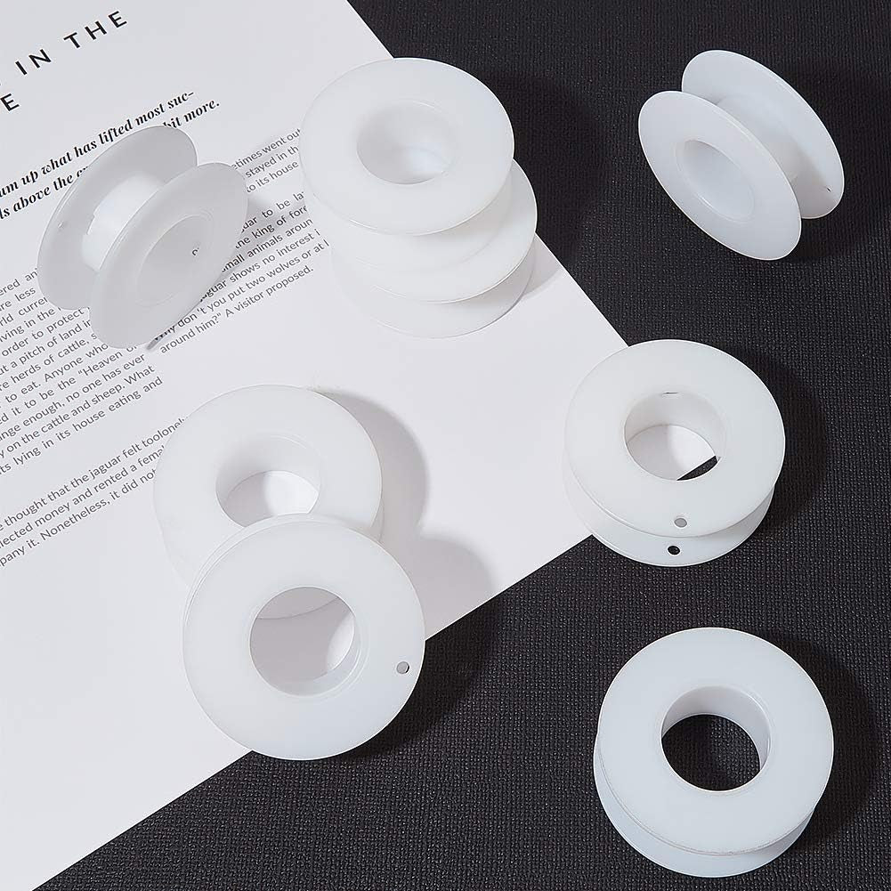 20 Pack Empty Spool, Plastic Ribbon Spools Wire Weaving Bobbins Empty Thread Spools Ribbon Chain Tape Spools White Spools for Embroidery Thread Yarn Ribbon Crafts Sewing 2.16X0.78Inch