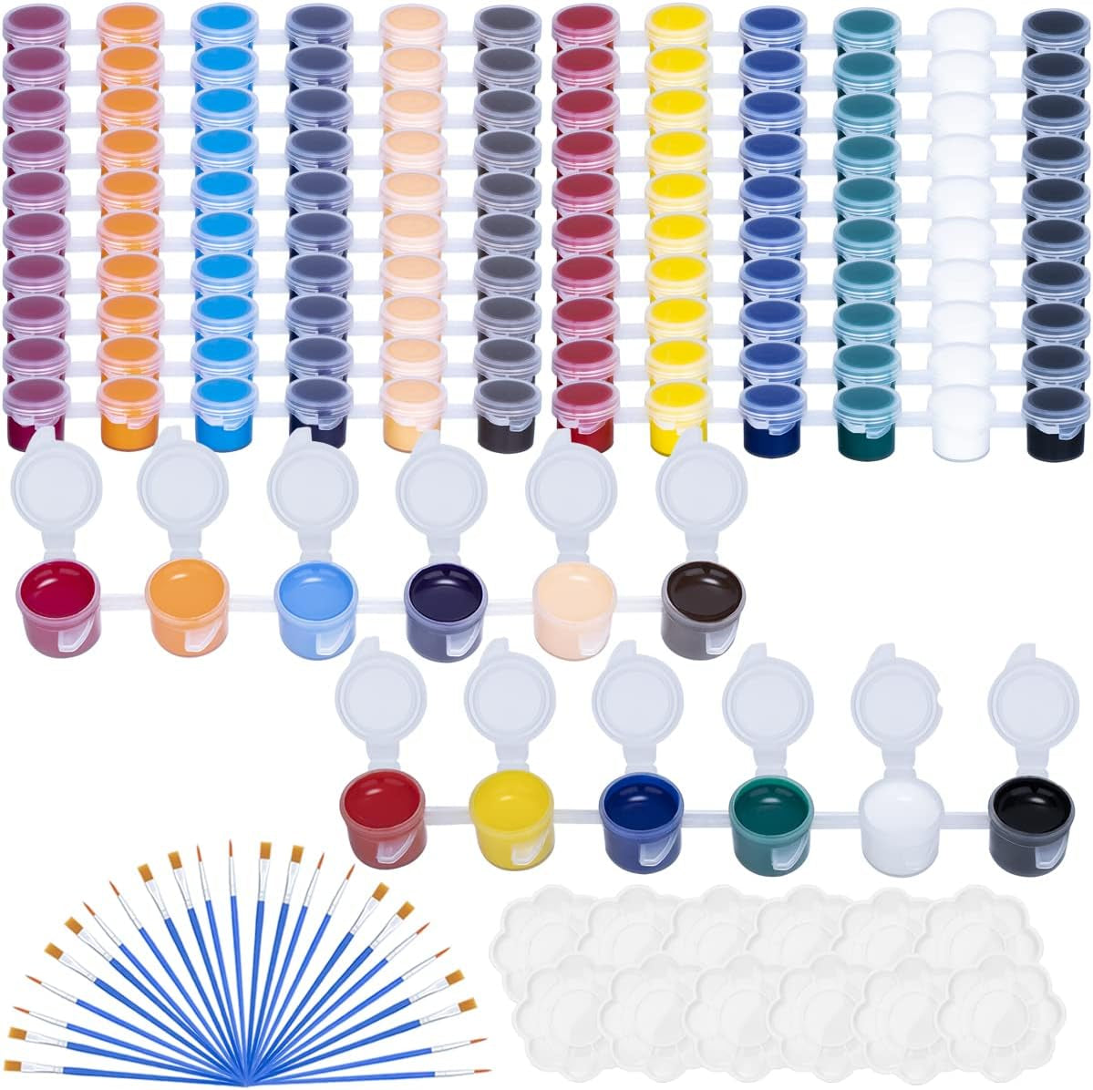 Washable Paint Set for Kids Arts and Crafts, 90PCS Classroom Painting Supplies, 6 Acrylic Paint Sets of 12 Colors, Mixing Palette, Brushes