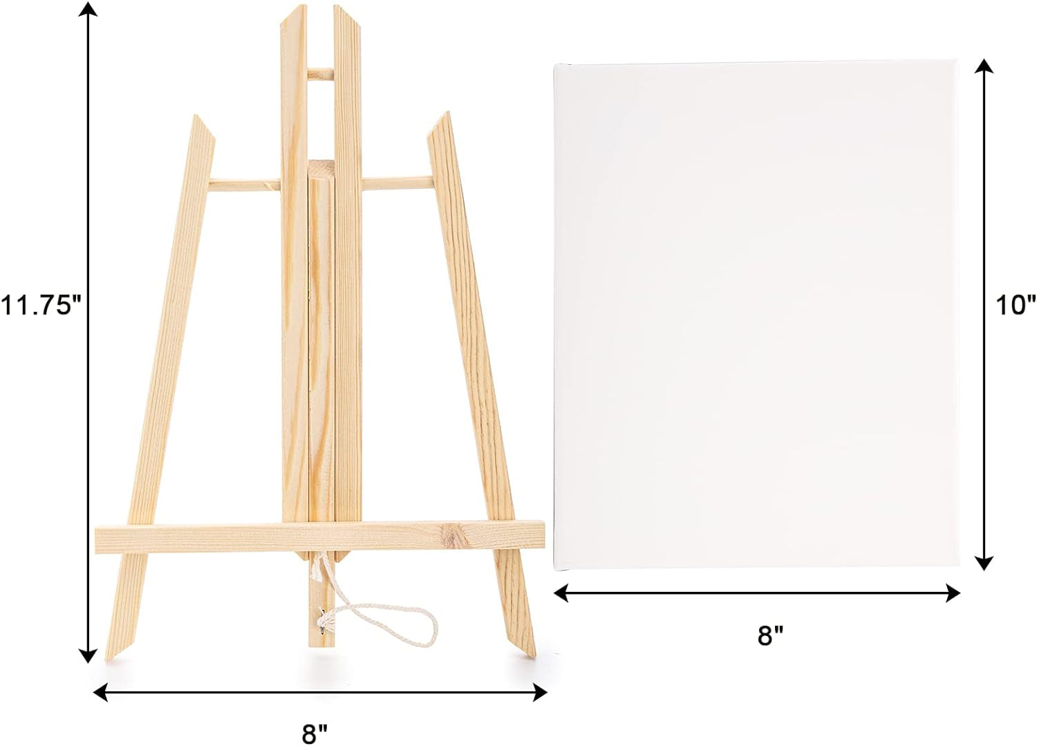 6 Packs 8" X 10" Canvas and Easel Set, Art Easel Stand with Canvas Set Tabletop Wooden Display Stand and Canvas Panels for Artist, Students, Adults, Kids Painting