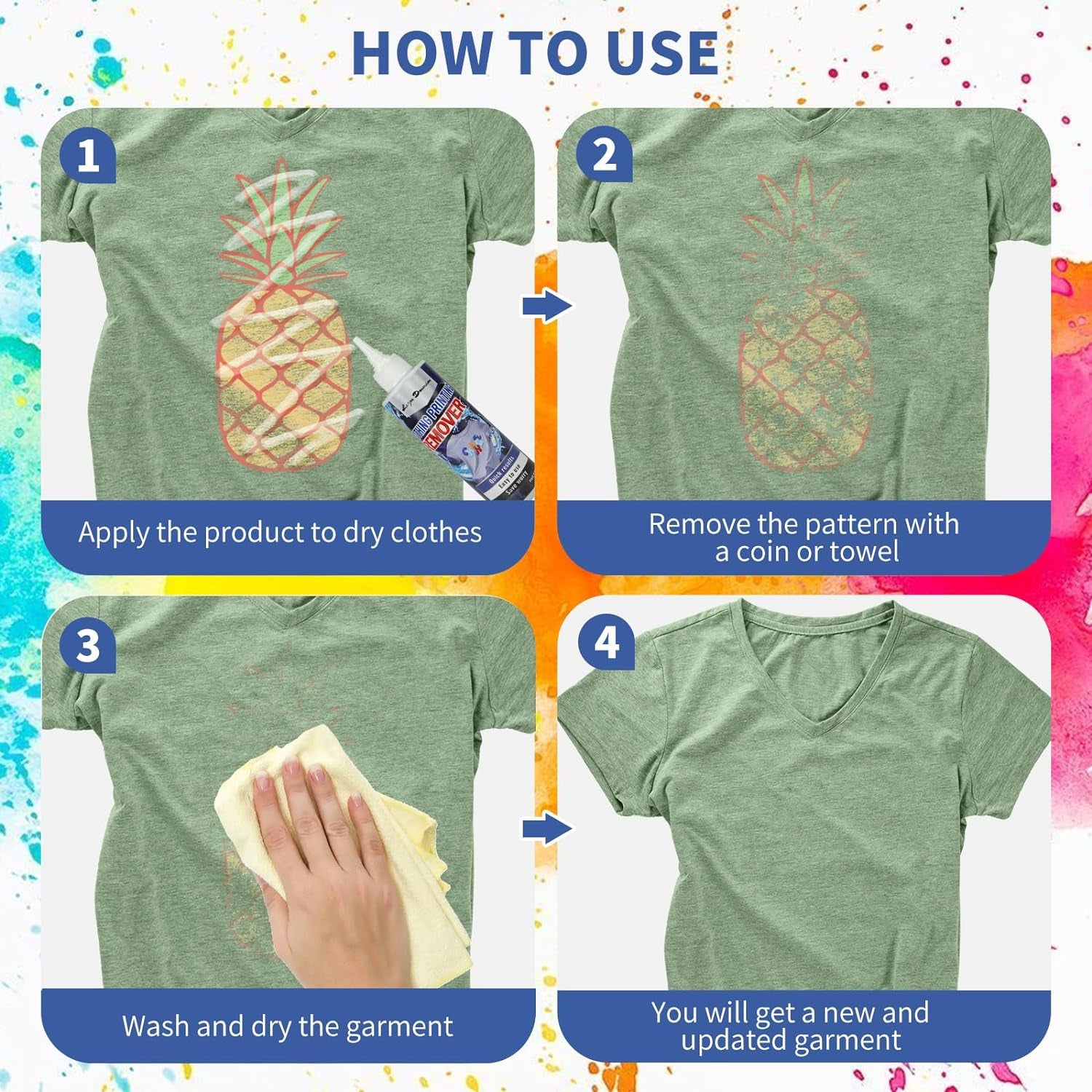 Heat Transfer Vinyl Remover for Fabrics, Rapid Remover Adhesive Remover, Powerful Residue Remover-125 ML