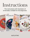 Embroidery Kit for Adults Beginners, 4 Pack Cross Stitch Kits Include Cloth with Floral and Butterfly Patterns, 4 Embroidery Hoops, Color Threads and Instructions for Sewing Beginners