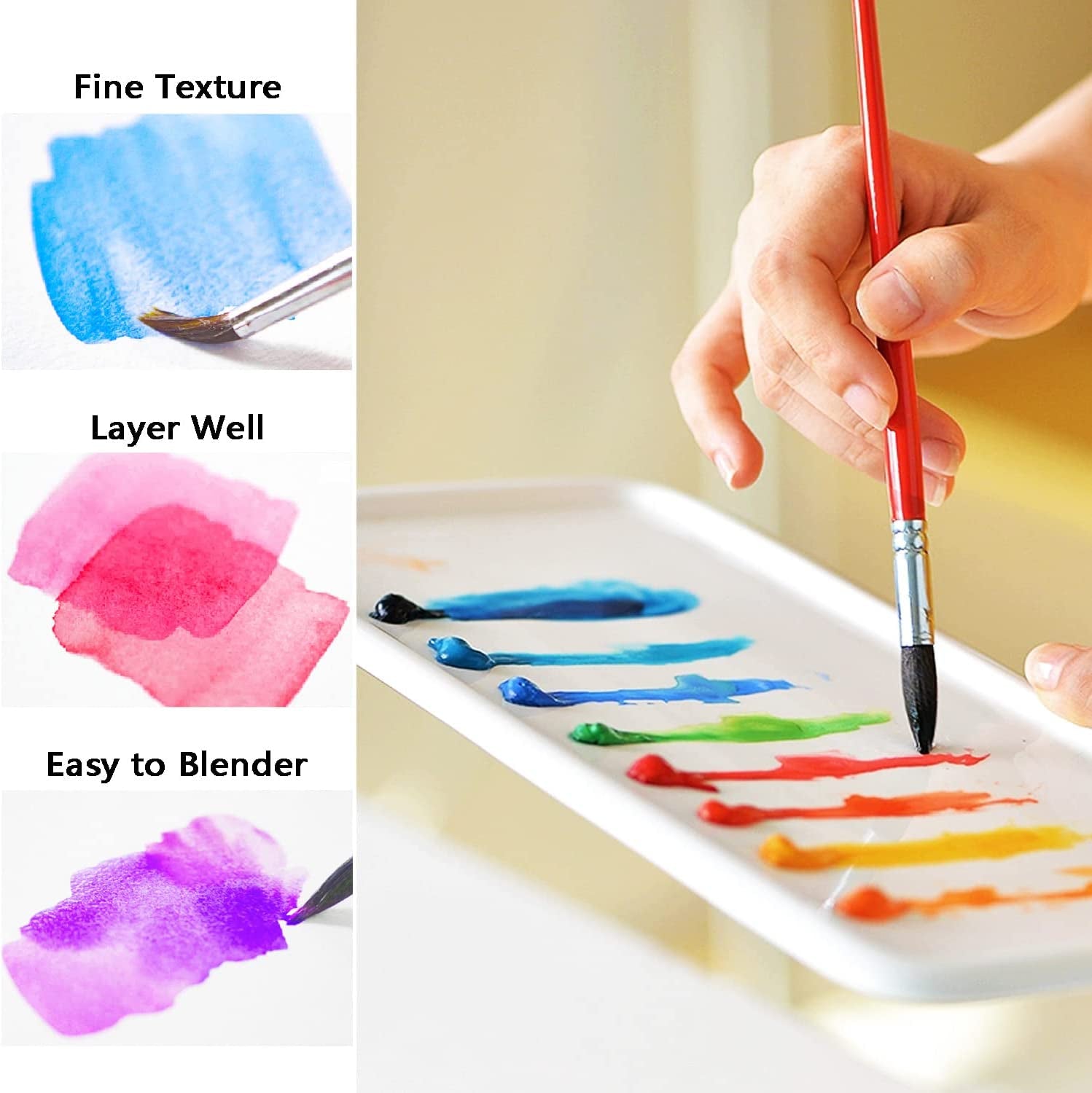 48 Pack Watercolor Paint Set, 36 Colors Watercolor Paint in Tubes (12Ml Each) with 10 Brushes, 1 Watercolor Pad, 1 Palette, Premium Watercolor Kit for Artist, Beginners, Kids
