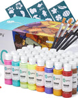 Fabric Paint Set for Clothes, 20 Colors(60Ml/2Oz Each) Permanent Textile Paint with 6 Brushes, 1 Palette, Washable Fabric Paint, Art Supplies for Clothes, Canvas, T-Shirts, Jeans, Bags, DIY Projects