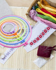 6 Pieces Embroidery Hoops and 15 Needles, Plastic Circle Cross Stitch Hoop Ring Embroidery Circle Set, 3.4 Inch to 10.4 Inch (Multicolor)
