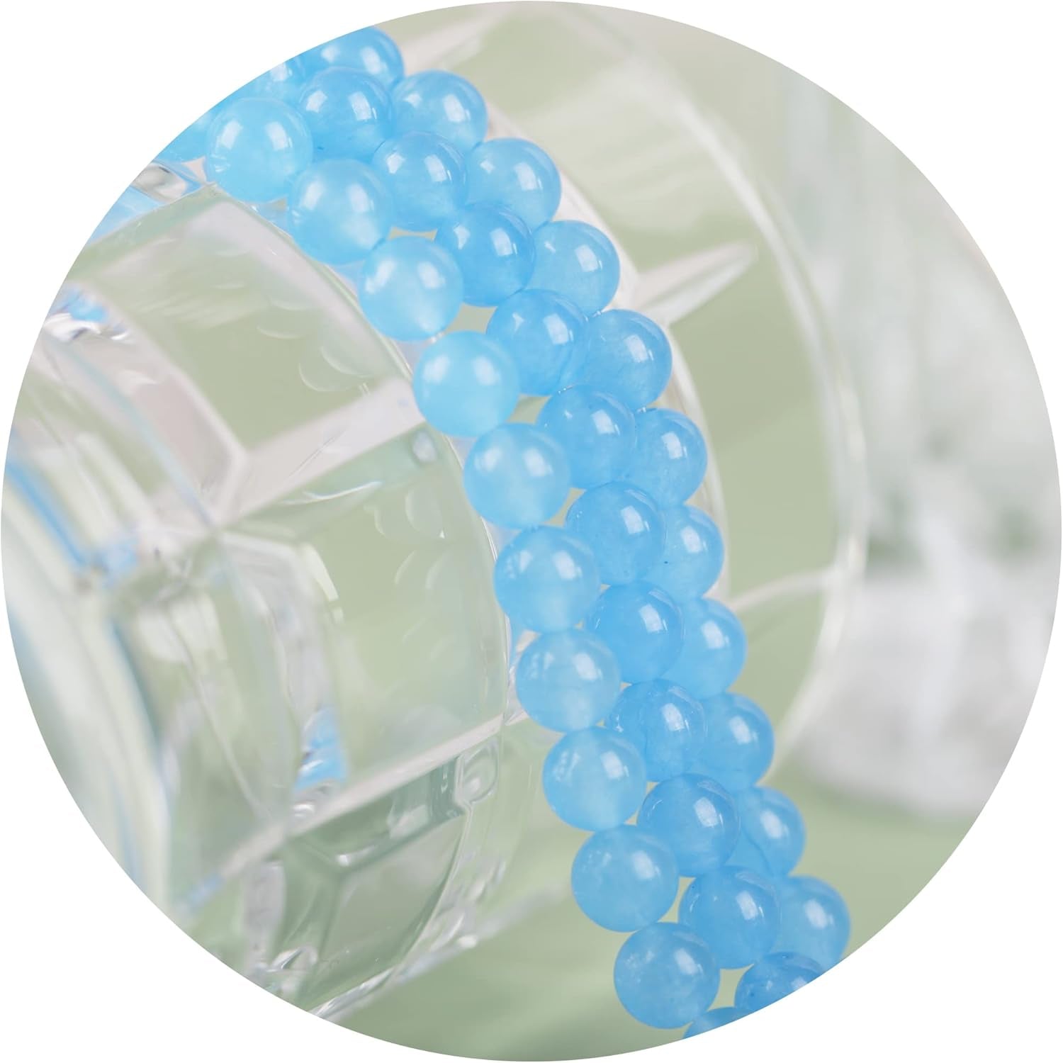 140 Pcs 8Mm Natural Gemstone Beads for Jewelry Making, Sky Blue round Smooth Healing Agate Stone Beads Bulk