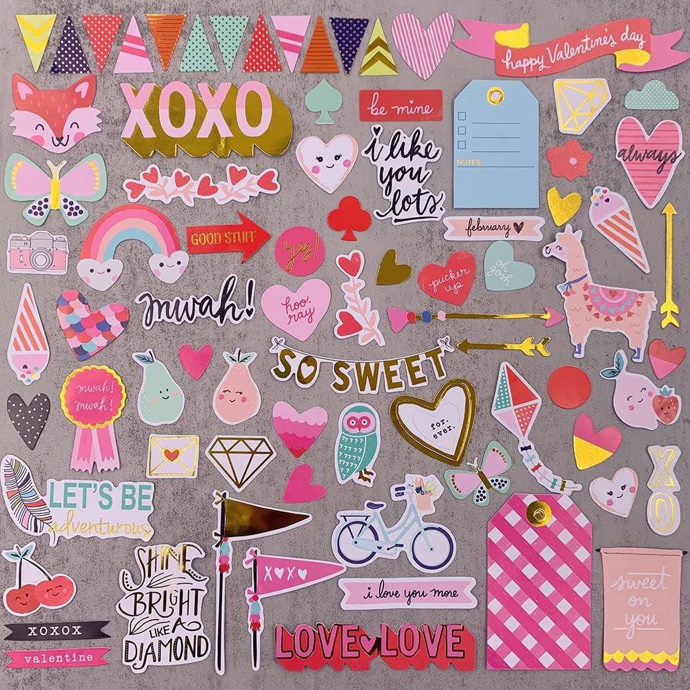120Pcs Scrapbook Stickers Cardstock Stickers Love Stickers Decorative Masking Stickers for Personalize Laptop Scrapbook Daily Planner and Crafts