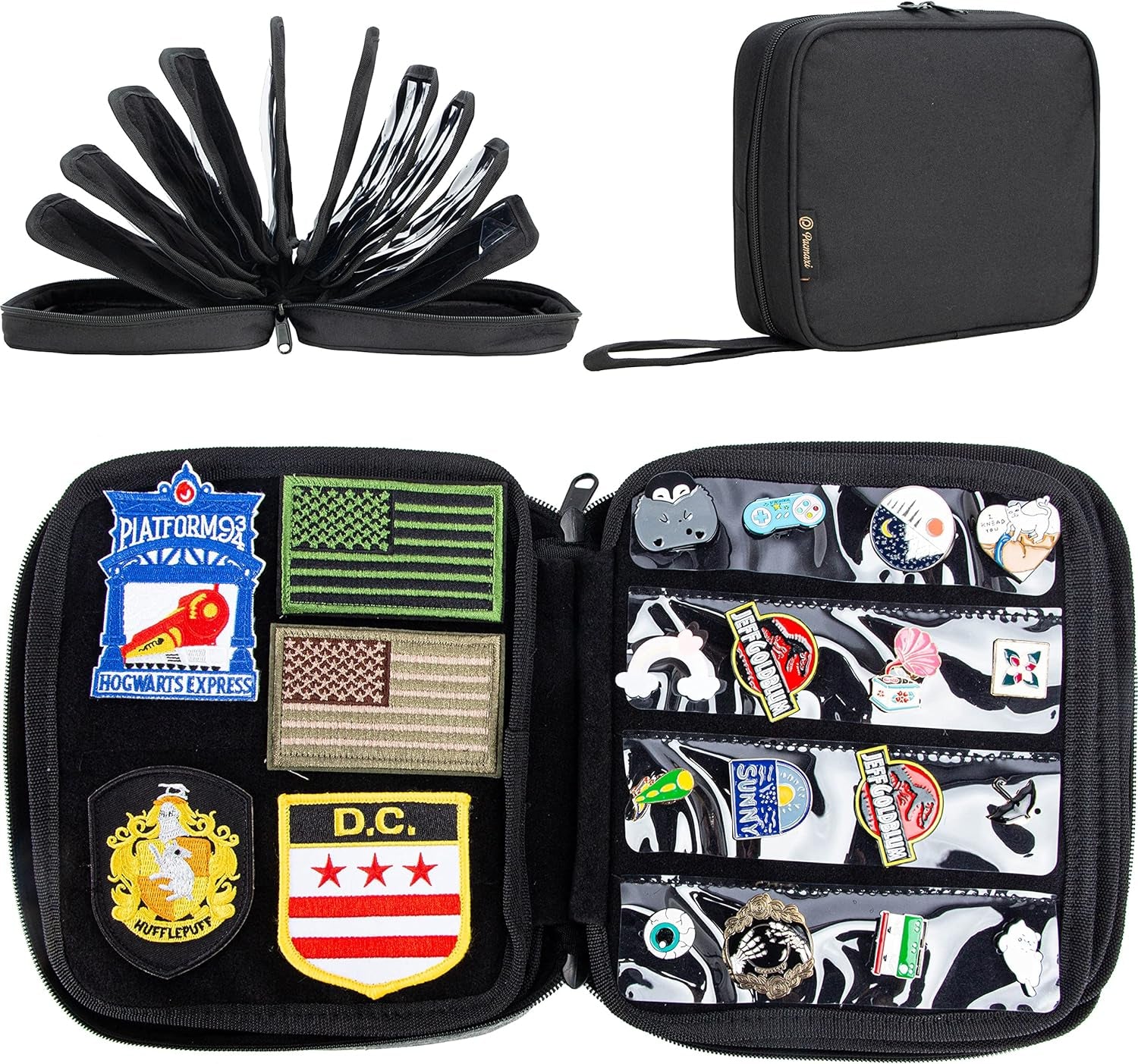Portable Travel Brooch Pin Carrying Case for Enamel Pin, Lapel Pin, Pins Storage Organizer Case, Pin Collections Display Bag with 10 Pages, Hold up to 160 Pins.