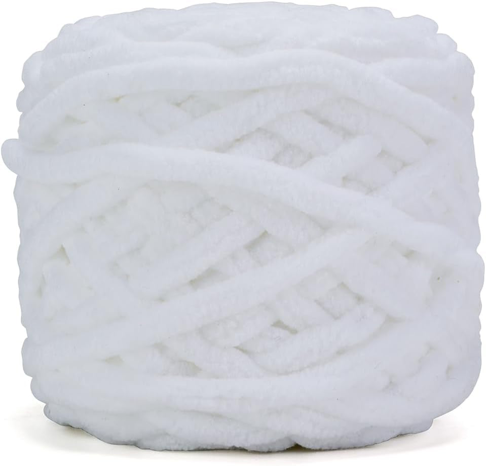 Blanket Yarn 3 Pack of 100G/3.5Oz - White Chenille Yarn 6 Super Bulky - Knitting, Crocheting &amp; Crafts Chunky Yarn