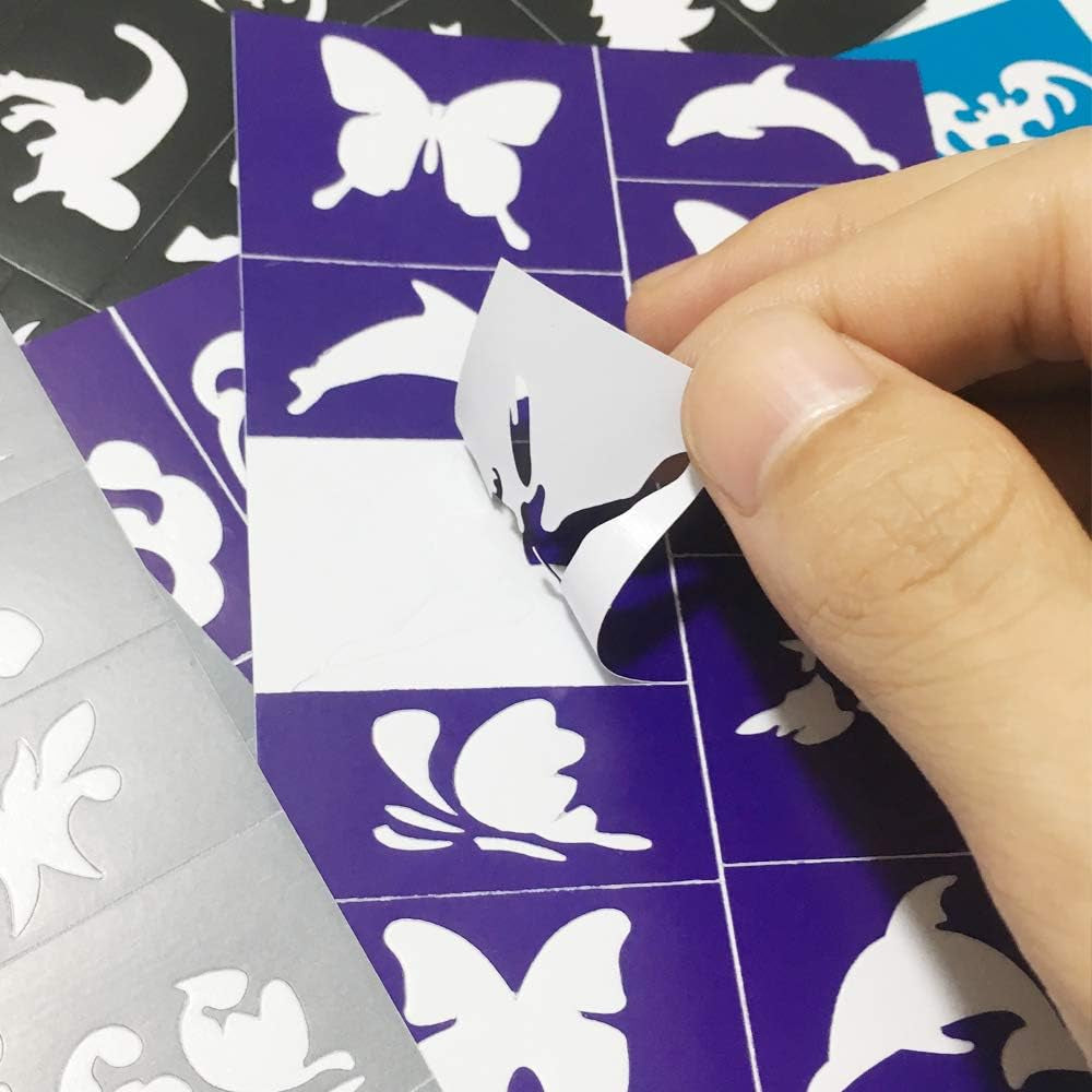 Face Painting Stencils for Kids, 200 Pieces Professional Reusable Body Paint Stencils Temporary Tattoos for Girls Boys Parties Sleepovers Birthday School Carnivals Halloween Christmas