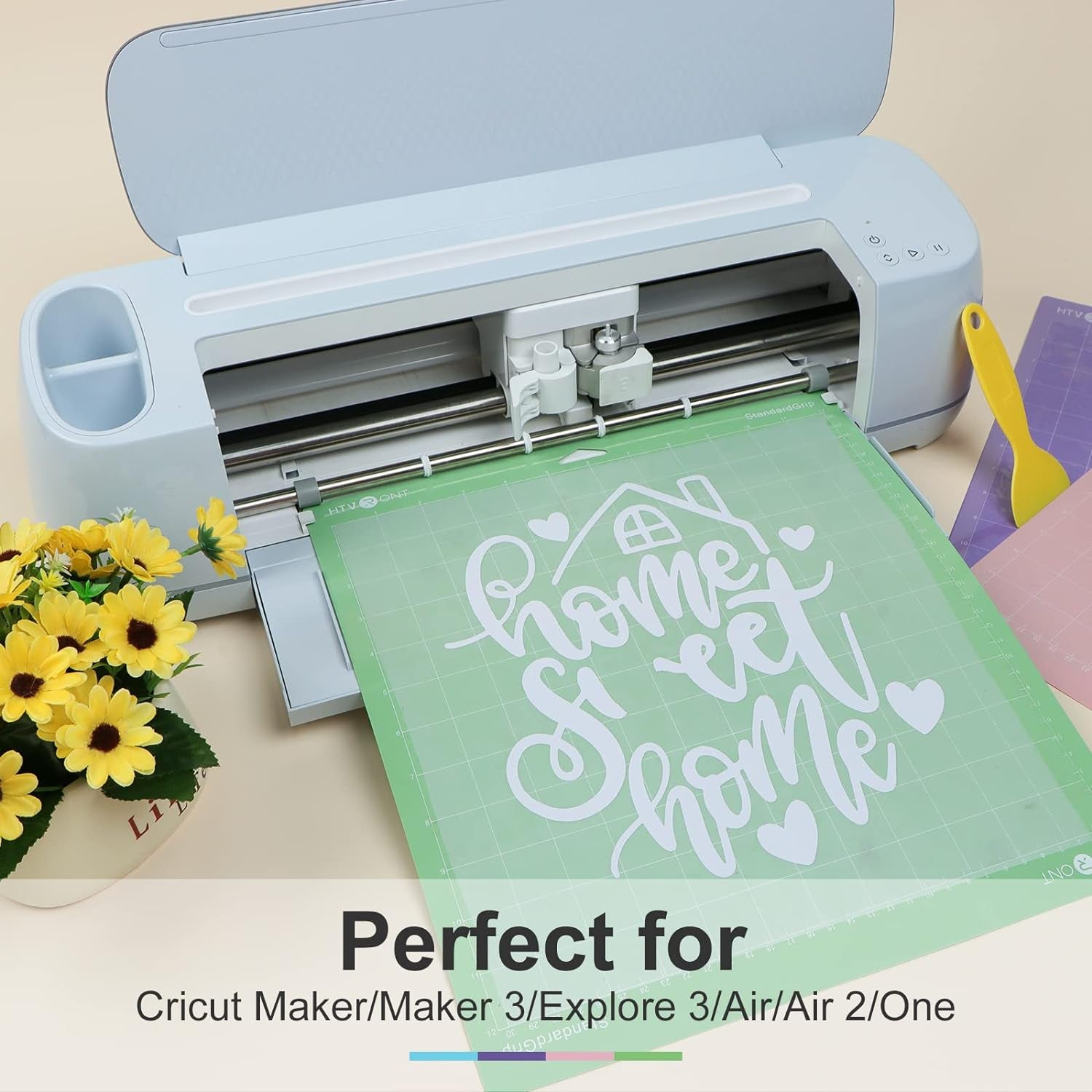 Cutting Mat for Cricut, 5 Pack Cutting Mat 12X12 for Cricut Maker/Maker 3/Explore 3/Air/Air 2/One(Standardgrip, Lightgrip, Stronggrip, Fabricgrip)Cutting Mat Replacement Accessories for Cricut
